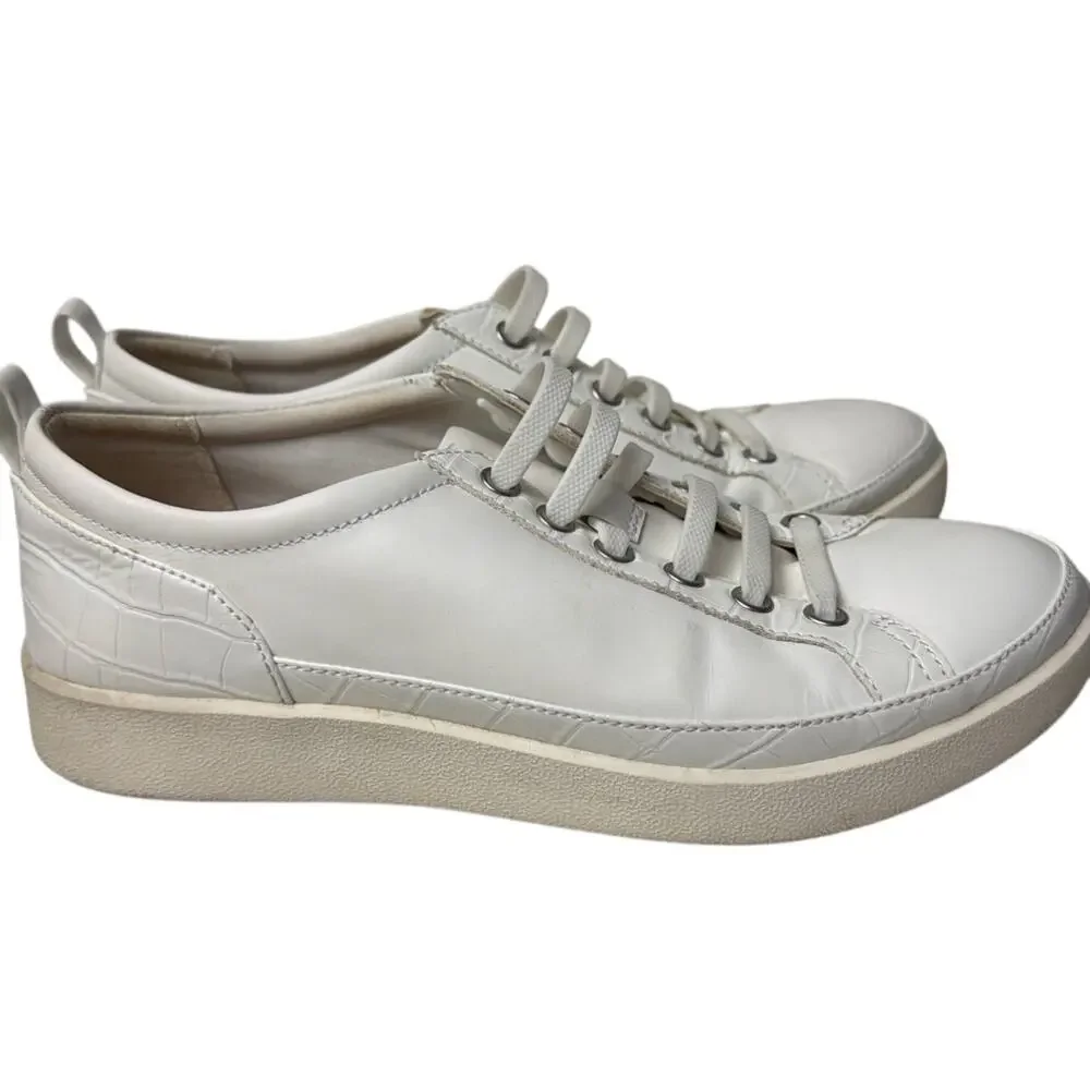 Vionic Womens Winny Leather Sneakers Size 6.5 White Minimalist Comfort Casual